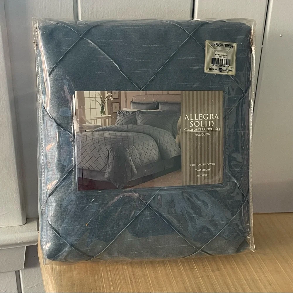 $15 SALE Comforter Cover Set Solid Textured Allegra Blue 4 Price Full/Queen